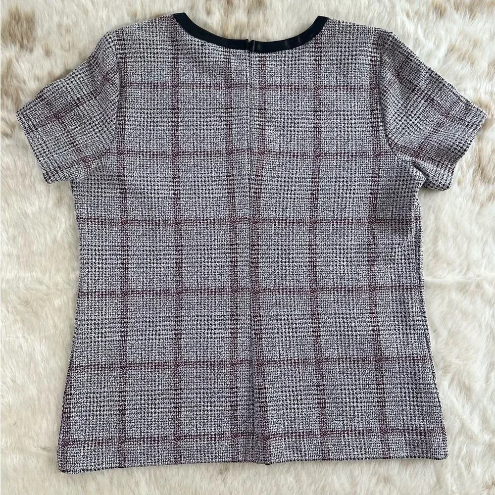 Ann Taylor Petite Plaid Short Sleeve Blouse - Picture 6 of 6